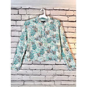 Bad Birdie Long Sleeve Quarter Zip Shirt size XL White Green Spring Floral UV 50